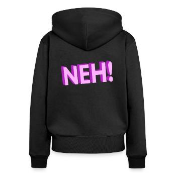 Neh! - Frauen Premium Bio Zip Hoodie - Schwarz - Hinten - Julia (174cm)