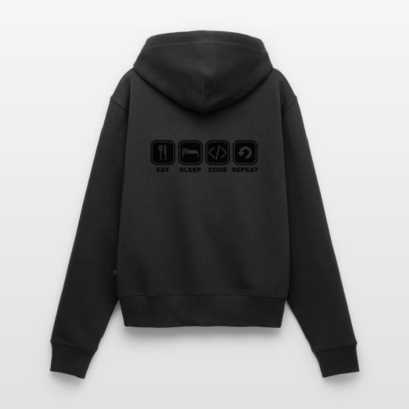 Eat, sleep, Code, Repeat Frauen Premium Bio Zip Hoodie