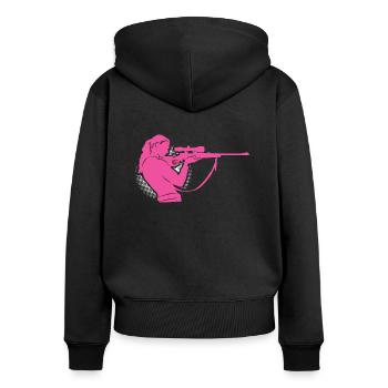 Pro Gamerin Femme Femmes Filles Armes Sniper - Sweat à capuche zippé Premium bio Femme - noir - Dos - Julia (174cm)