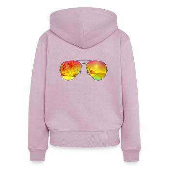 Lunettes ensoleillées - Sweat à capuche zippé Premium bio Femme - rose poudré - Dos - Julia (174cm)