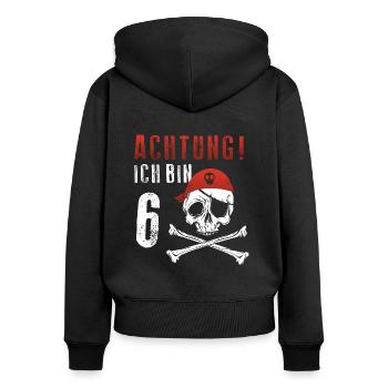 Ich bin 6 Jahre alt Pirat Geburtstagsgeschenk - Frauen Premium Bio Zip Hoodie - Schwarz - Hinten - Julia (174cm)