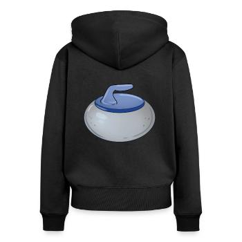 Pierre de curling - Sweat à capuche zippé Premium bio Femme - noir - Dos - Julia (174cm)
