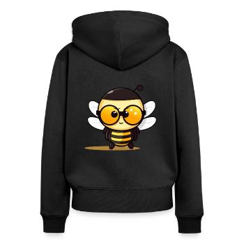 Biene Sonnenbrille Brummer Honigbiene - Frauen Premium Bio Zip Hoodie - Schwarz - Hinten - Julia (174cm)