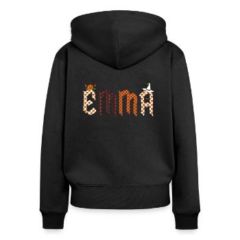 Emma last name first name - Women's Premium Organic Zip Hoodie - black - Back - Julia (174cm)