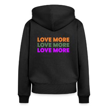 Liebe mehr - Frauen Premium Bio Zip Hoodie - Schwarz - Hinten - Julia (174cm)