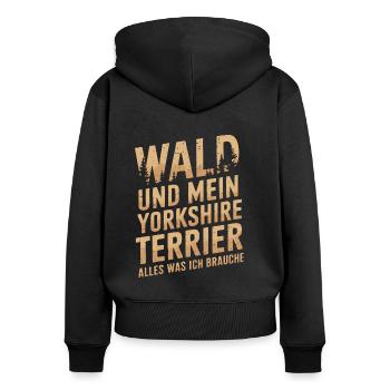 Wald und mein Yorkshire Terrier - Frauen Premium Bio Zip Hoodie - Schwarz - Hinten - Julia (174cm)