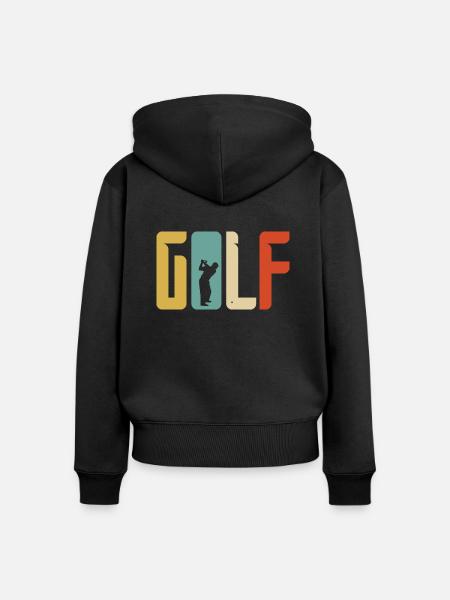 Golf Geschenk Retro Abschlag - Frauen Premium Bio Zip Hoodie - Schwarz