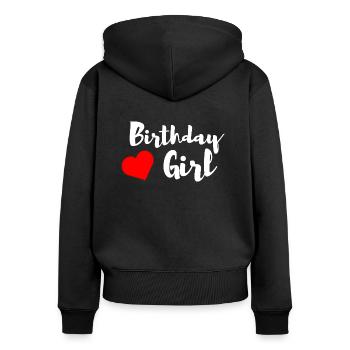 Birthday Girl - Sweat à capuche zippé Premium bio Femme - noir - Dos - Julia (174cm)