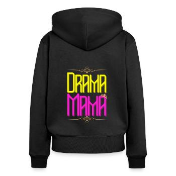 Drama Mama Fancy Text Print - Women's Premium Organic Zip Hoodie - black - Back - Julia (174cm)