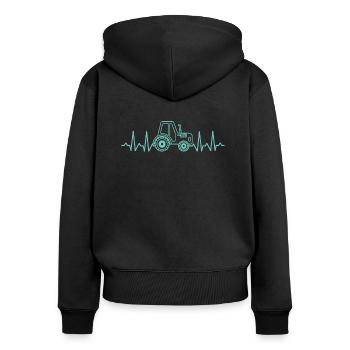 Humour Tracteur Cadeau homme femme Agriculteur - Sweat à capuche zippé Premium bio Femme - noir - Dos - Julia (174cm)