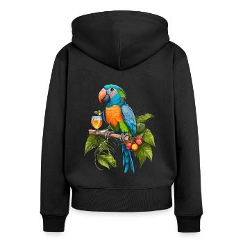 Papageien-Party - Frauen Premium Bio Zip Hoodie - Schwarz - Hinten - Julia (174cm)