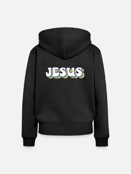 Jesus - Frauen Premium Bio Zip Hoodie - Schwarz