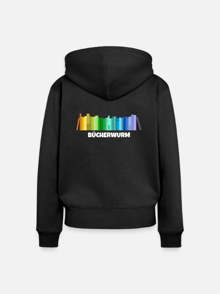 Bücherwurm - Frauen Premium Bio Zip Hoodie - Schwarz