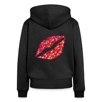 Küsse - Frauen Premium Bio Zip Hoodie - Schwarz - Hinten - Julia (174cm)
