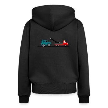 Truck - Frauen Premium Bio Zip Hoodie - Schwarz - Hinten - Julia (174cm)