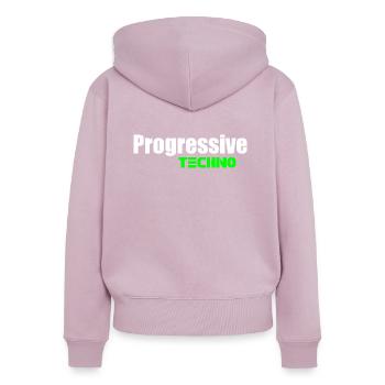 Progressiver Techno - Frauen Premium Bio Zip Hoodie - Altrosa - Hinten - Julia (174cm)