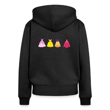 Prinzessinnen-Kleider - Frauen Premium Bio Zip Hoodie - Schwarz - Hinten - Julia (174cm)