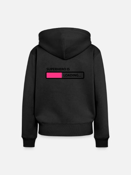 superhero is loading - Frauen Premium Bio Zip Hoodie - Schwarz
