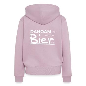 Bayerisch Bier Dahoam | Biergarten Spruch Geschenk - Frauen Premium Bio Zip Hoodie - Altrosa - Hinten - Julia (174cm)