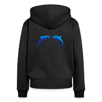Dolphins, Dolphin - Women's Premium Organic Zip Hoodie - black - Back - Julia (174cm)