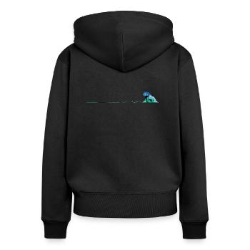 Die Welle - Frauen Premium Bio Zip Hoodie - Schwarz - Hinten - Julia (174cm)