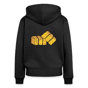 E14509FD 6367 421E 8FFD 284F92AA4C31 - Frauen Premium Bio Zip Hoodie - Schwarz - Hinten - Julia (174cm)