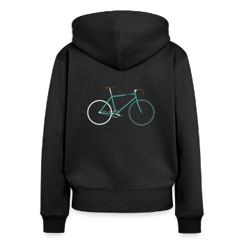 Un vélo de course rapide en vert, rétro, vintage - Sweat à capuche zippé Premium bio Femme - noir - Dos - Julia (174cm)
