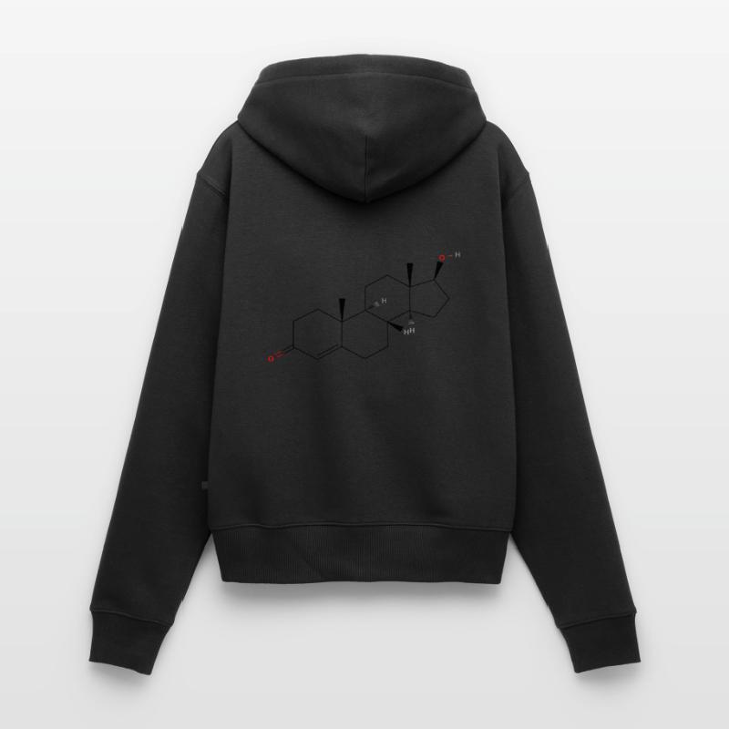Molécule de testostérone - Formule structurale colorée Sweat à capuche zippé Premium bio Femme