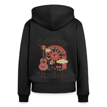 Groovy Ukulele - Frauen Premium Bio Zip Hoodie - Schwarz - Hinten - Julia (174cm)