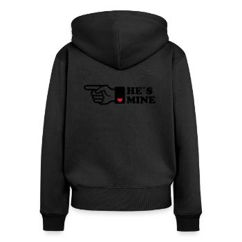 Il est mon coeur ami cadeau amour doigt flèche - Sweat à capuche zippé Premium bio Femme - noir - Dos - Julia (174cm)