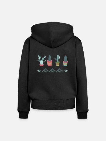 Kaktus - Frauen Premium Bio Zip Hoodie - Schwarz