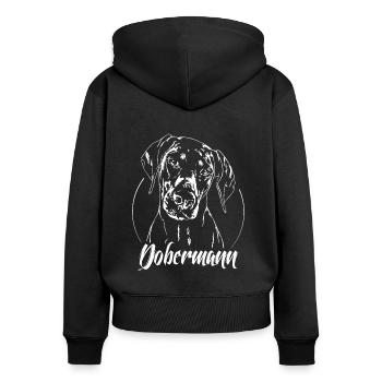 DOBERMANN Hundeportrait Hund Hunde IGP Wilsigns - Frauen Premium Bio Zip Hoodie - Schwarz - Hinten - Julia (174cm)