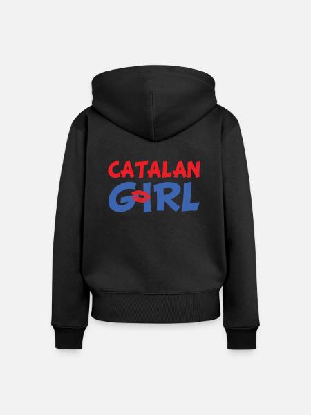 Katalanisches Mädchen - Frauen Premium Bio Zip Hoodie - Schwarz