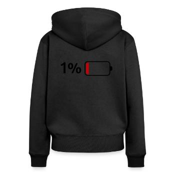 Schwache Batterie - Frauen Premium Bio Zip Hoodie - Schwarz - Hinten - Julia (174cm)