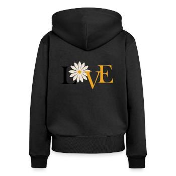 Love-Liebe Blume - Frauen Premium Bio Zip Hoodie - Schwarz - Hinten - Julia (174cm)