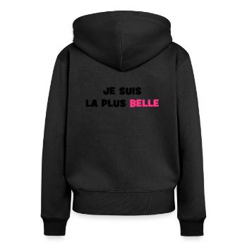 Je suis la plus belle - Sweat à capuche zippé Premium bio Femme - noir - Dos - Julia (174cm)