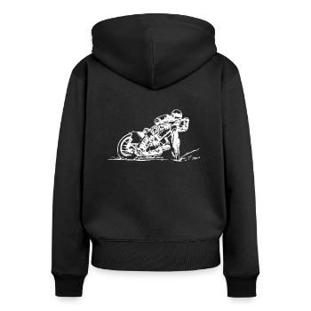 grass track white - Women's Premium Organic Zip Hoodie - black - Back - Julia (174cm)