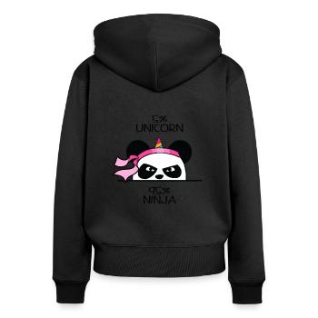 Einhorn Ninja Panda - Frauen Premium Bio Zip Hoodie - Schwarz - Hinten - Julia (174cm)
