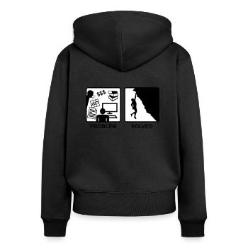 Climbing solves problems - Women's Premium Organic Zip Hoodie - black - Back - Julia (174cm)