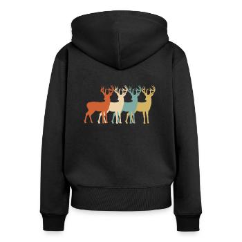 Cerf rétro Chasse cerf cerf Chasse - Sweat à capuche zippé Premium bio Femme - noir - Dos - Julia (174cm)