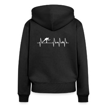 Herren Kegeln - Frauen Premium Bio Zip Hoodie - Schwarz - Hinten - Julia (174cm)