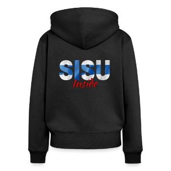Sisu Innen - Frauen Premium Bio Zip Hoodie - Schwarz - Hinten - Julia (174cm)