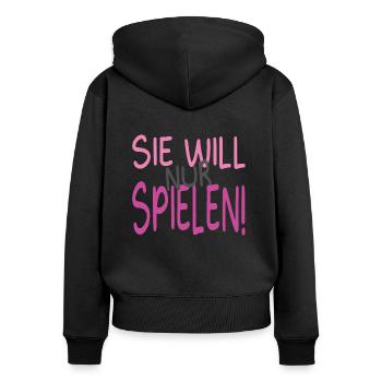 Hunde Spruch - Frauen Premium Bio Zip Hoodie - Schwarz - Hinten - Julia (174cm)
