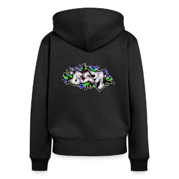 Graffiti - Sweat à capuche zippé Premium bio Femme - noir - Dos - Julia (174cm)