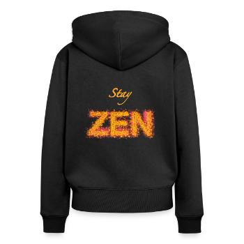 ZEN - Frauen Premium Bio Zip Hoodie - Schwarz - Hinten - Julia (174cm)