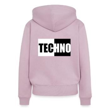 Techno - Frauen Premium Bio Zip Hoodie - Altrosa - Hinten - Julia (174cm)