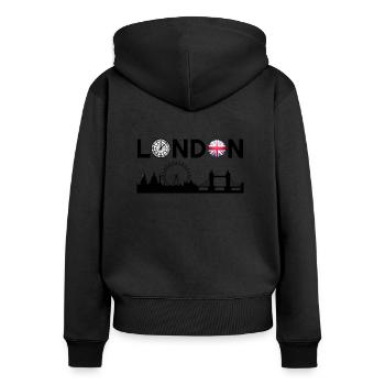 Großbritannien, London, London Stadt, England Flagge, London Haube - Frauen Premium Bio Zip Hoodie - Schwarz - Hinten - Julia (174cm)