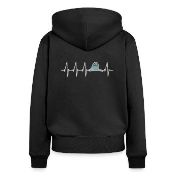 Seal Heartbeat cute howler seals - Women's Premium Organic Zip Hoodie - black - Back - Julia (174cm)