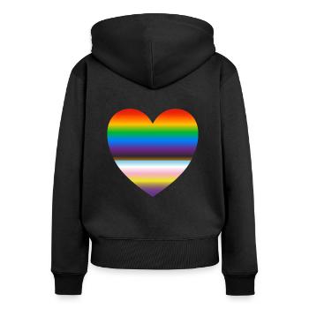 Inklusives Pride-Herz - Frauen Premium Bio Zip Hoodie - Schwarz - Hinten - Julia (174cm)
