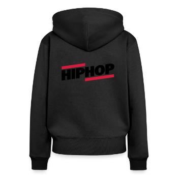 Cadeau Rap Old School Hip Hop - Sweat à capuche zippé Premium bio Femme - noir - Dos - Julia (174cm)